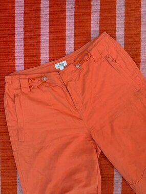 Tögo Bright Y2K Orange Cropped Utility Cargo Pants Adjustable Hem – Size Medium